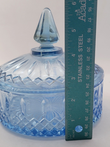 Indiana Glass Blue Pastel #4904 PRINCESS CANDY BOX & COVER 6" T Bonbonniere Dish - Picture 15 of 17