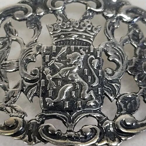 08K37 ANCIEN BRACELET FEMME EN ARGENT MASSIF BLASON SOUVENIR DES FLANDRES - Photo 4 sur 12