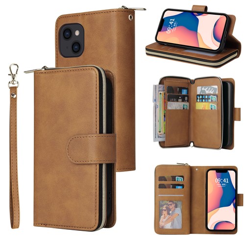 Zip Wallet Case Magnetic Flip Cover for iPhone 6S 7 8 Plus XR 11 12 13 14 15 16 - Picture 14 of 17