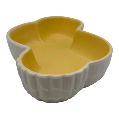 Vintage MCM Haeger Pottery Abstract Planter Bowl Yellow & Cream USA 10x6” - Picture 9 of 13