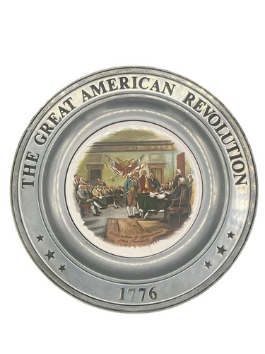 3 Vintage The Great American Revolution 1776 Pewter and Porcelain Plates - Picture 6 of 7