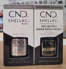 CND Shellac LED/UV No Wipe Top Coat + Base Coat 0.25 oz Duo New In Box 2023