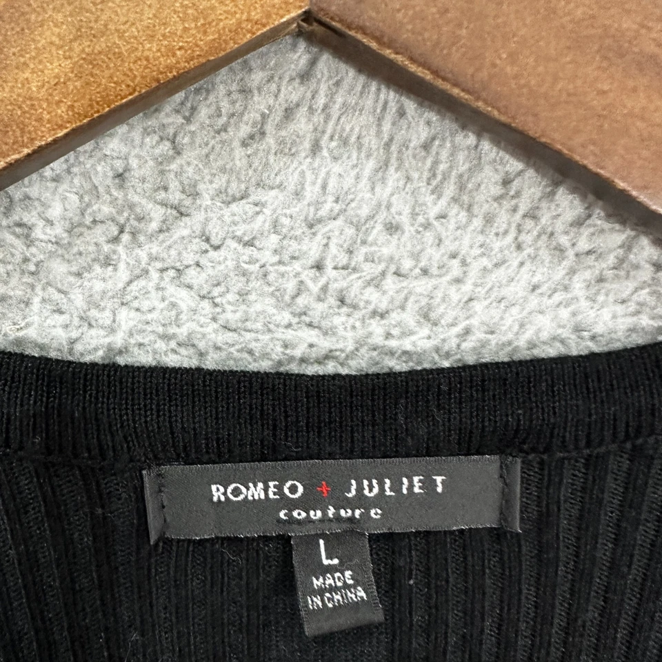 Romeo + Juliet Couture Knit Dress Large Black Mini Whimsigoth Edgy Office Siren - Image 2 of 4