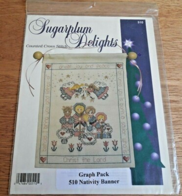 NEW  Sugarplum Delights Cross Stitch Chart/Graph 510 ''Nativity Banner'' Christmas