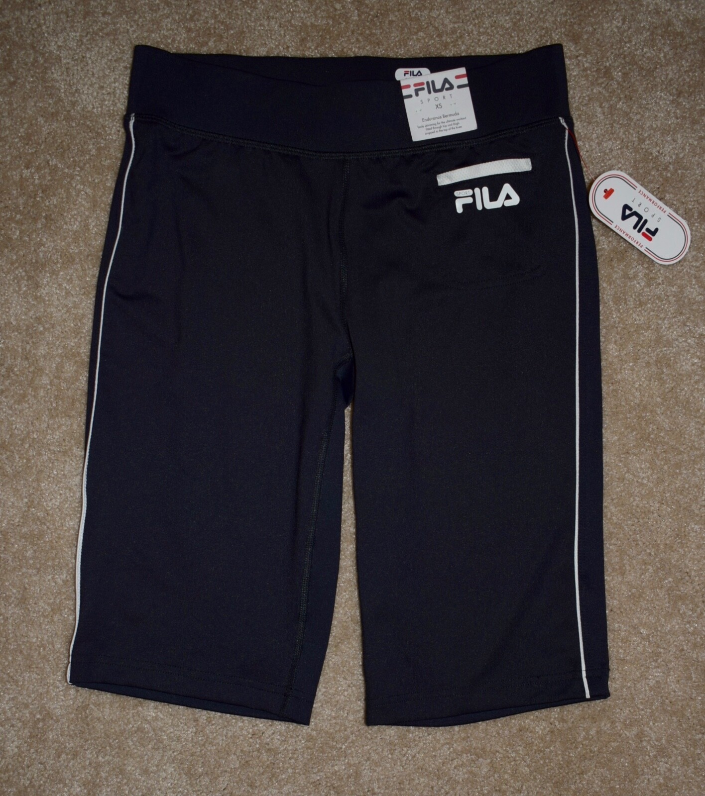Bermuda donna Fila Sport Endurance XS nero allenamento allenamento palestra nuovi
