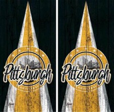WATERPROOF NON-FADING Pittsburgh Sports Colors Cornhole Board Wraps Wood