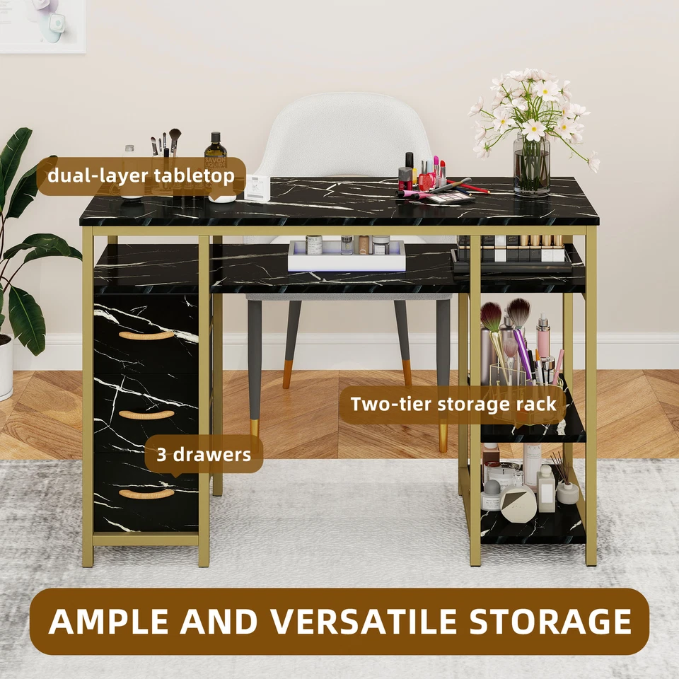 Мраморная текстура ногтей стол маникюр станция маникюрный стол с 3 ящиками - Изображение 2 из 4