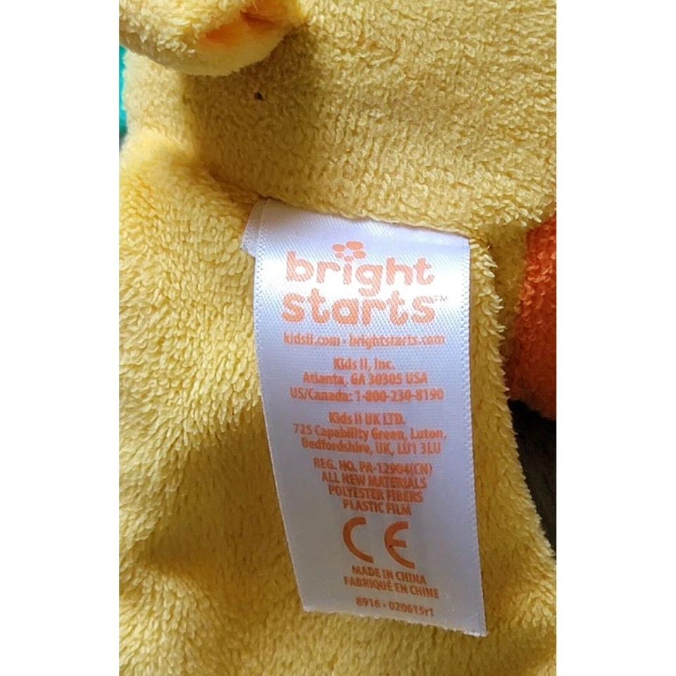 Manta de felpa de jirafa juguete para bebé Bright Starts mordedor arrugado  Foto 3 de 4