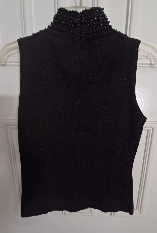 Evie PM Black Sleeveless Silk Blend Beaded Women's Top + FREE 🎁 GIFT - Image 4 of 4