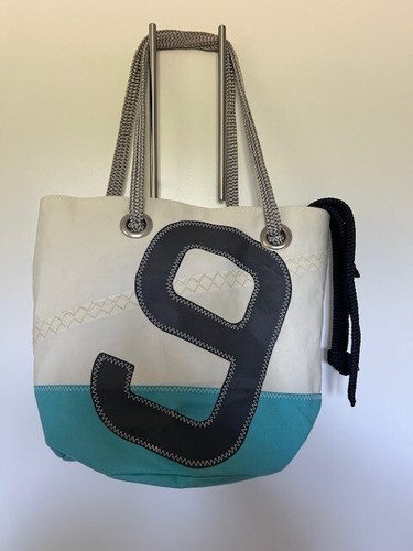 Recycled Sail Bag Cream & Tourquoise