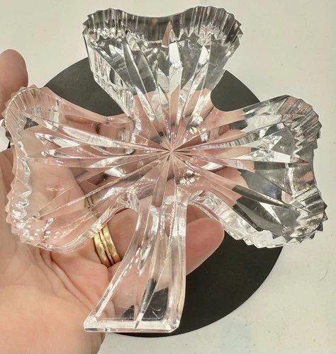 Vintage Waterford Crystal 3-Leaf Clover Shamrock Glass Paperweight Irish Decor