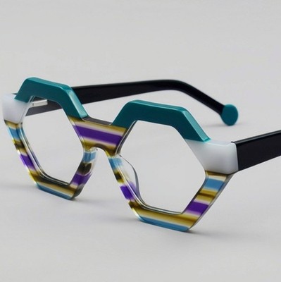 Fashion Polygon Acetate Reading Glasses Women Readers  Colorful Eyeglass frames