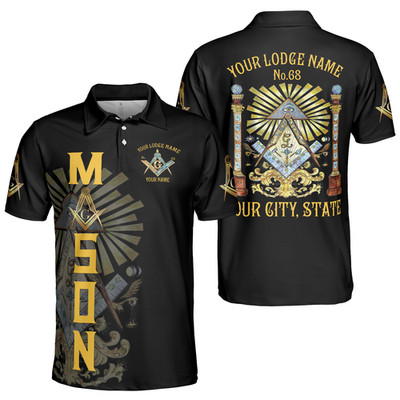 Customize Lodge Name, Name Freemasonry Sign of a Mason Polo Shirt S-5XL