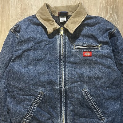 Vintage 90s Dickies Denim Detroit Jacket Corduroy Collar Sz Vintage 90s Dickies Denim Detroit Jacket Corduroy Collar Sz