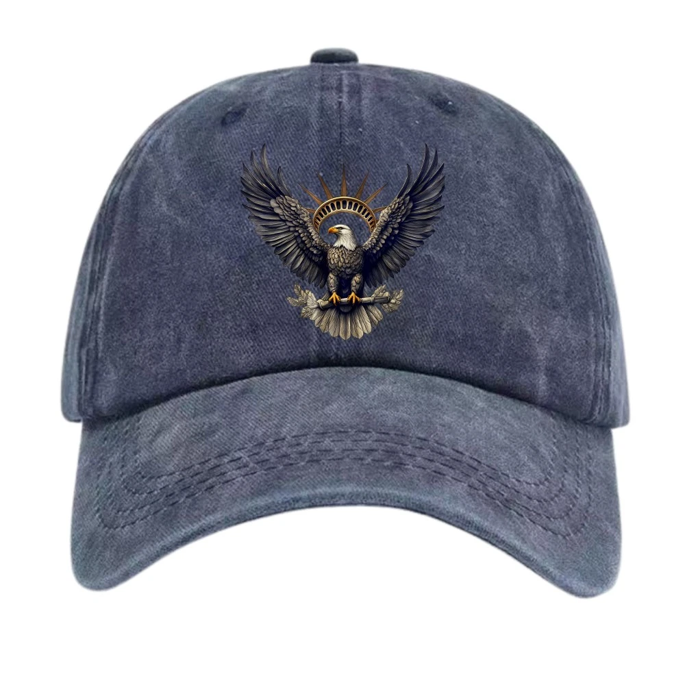 Vintage Baseball Cap with Bald Eagle and Statue of Liberty Elements
