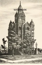 Jerry Bywaters - Texas Courthouse 1939 Lithograph 17x22 PRINT REPRODUCTION