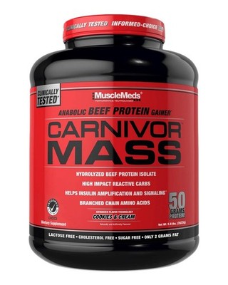 Mass Gainer Beef Protein Isolate 50G Cookies Cream MuscleMeds CARNIVOR Shake