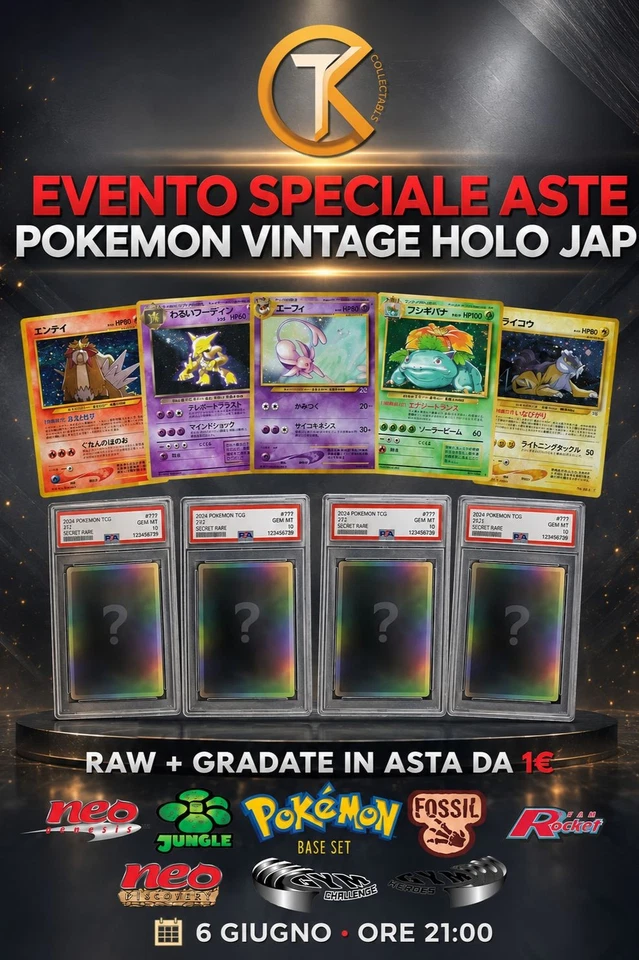 🔥[EVENTO SPECIALE] 🔥ASTE POKEMON VINTAGE HOLO JAP + GRADATE START 1€