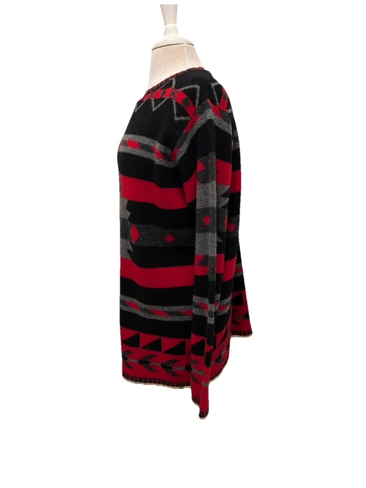 Suéter Jones New York Country 100% Lana de Cordero Rojo Negro Gris L Foto 3 de 4