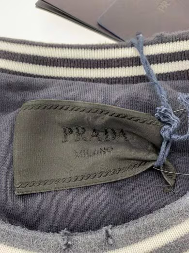 PRADA/Tag attached/Distressed/Cotton sweatshirt/L/Cotton/IDG/Solid/UJL69B// thumbnail 3