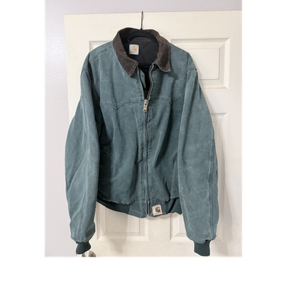 Carhartt J97 Detroit Work Jacket Green Cotton Lined Full Zip Men s XL