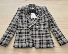 Veronica Beard Plaid Blazer Jacket Black White Single-Breasted Size 8