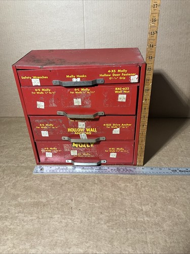 Vintage Metal Industrial Small Parts 4 Drawer Storage Organizer Chic Mcm - Picture 1 of 15