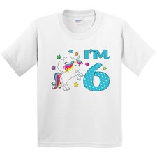 Inktastic I'm Six- Unicorn, - Sixth Birthday Youth T-Shirt Birthdays 6th 6 Years