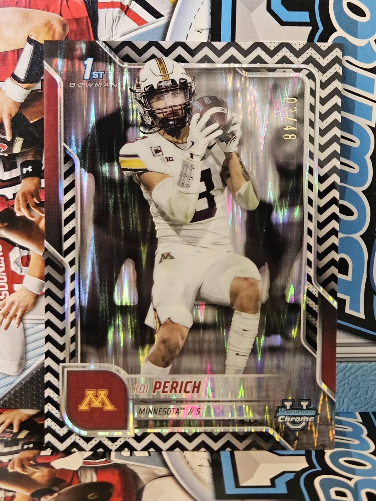 2025 1st Bowman Chrome U Koi Perich Black White Stealth Refractor 3/48 Jersey #