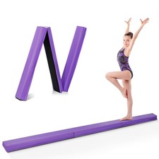 Folding Gymnastics Balance Beam 9 FT Training Equipment Purple 96x7x2.5 In