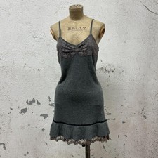 Vintage Silvian Heach Drop-Waist Knit Mini Dress Grey