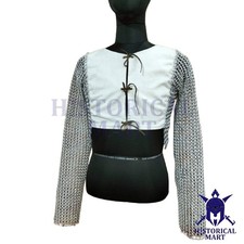 Medieval Chainmail Top with Detachable Aluminum Sleeves  Buckle Lace Closure