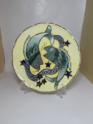 Wandteller Fische Sternzeichen 21 cm Himmlische Astrologie Boho Deko Abstrakt Blickfang