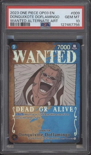 Donquixote Doflamingo One Piece Card Game OP03 Wanted Alt Art #009 PSA 10