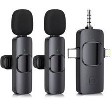 Mini Microphone, 3 in 1 Wireless Microphone for iPhone, iPad, Android, Camera...
