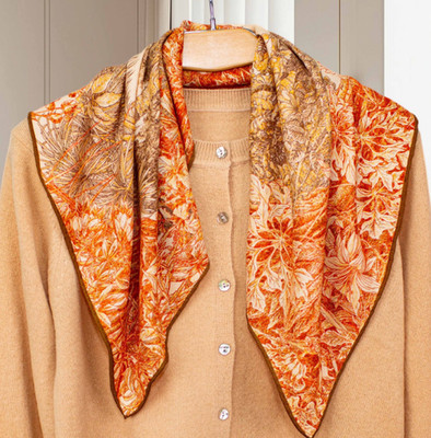 70% Cashmere 30% Silk Bandana rainforest Print Scarf Neckerchief 26'' Shawl Wrap