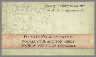 Bushey's Auction Adam Michelle Dupell West Chazy NY Vintage Business Card