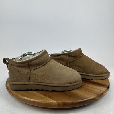 Womens Ugg Classic Ultra Mini Tan Shearling Lined Comfort Boots Size 7 M GUC