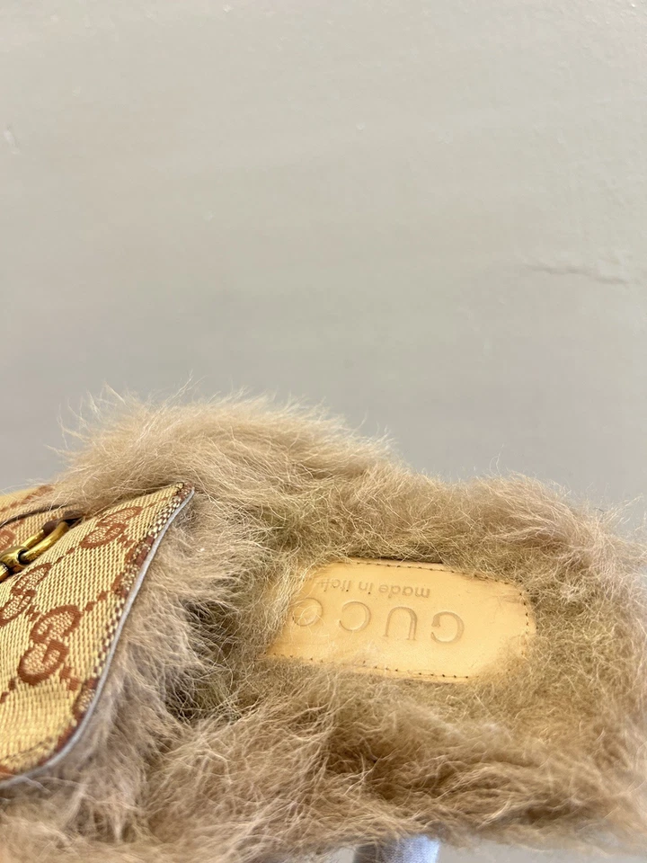 Zapatilla mocasín GUCCI Princetown marrón de lona de piel de mula mordida de caballo 38 EU 8 EE. UU. Foto 3 de 4