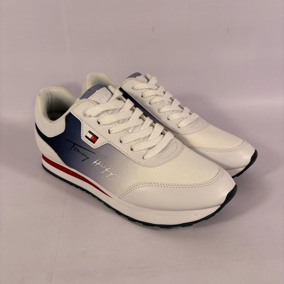 Tommy Hilfiger LACES 女士尺寸 9M 白色/蓝色系带舒适运动鞋-全新带 DF — 第 2/4 张图片