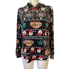 5042 No Boundaries Juniors Santa Gingerbread House Christmas Hoodie Sweatshirt