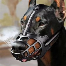 Dog Pet Muzzle Mouth Cover Basket Mesh Chewing Cage Biting NoBarking Black