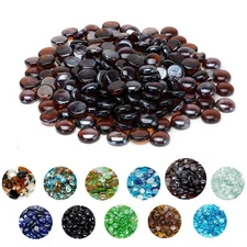 10-Pound Fire Glass Beads for Fire Pit Fireplace, 1/2-Inch Size Amber Reflect...