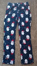 Old Navy Unisex Pajamas Santa Flannel Pj Pants Size Small Pockets Navy Holidays
