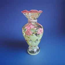 Tracy Porter Vintage Hand-Painted Floral Bud Vase 6.5" Tall x 3" Wide