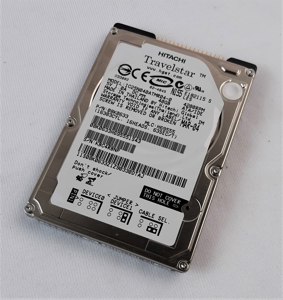 Hitachi Travelstar 80GN IC25N040ATMR04 40GB Internal 4200RPM 2.5