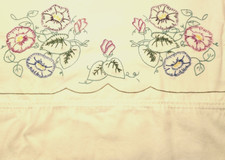 Handmade Embroidered Standard Pillow Cases, Set of 2, Flowers