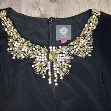 Vince Camuto Maxi Dress Size 12 Sleeveless Black Jewel neck Rhinestone Holiday