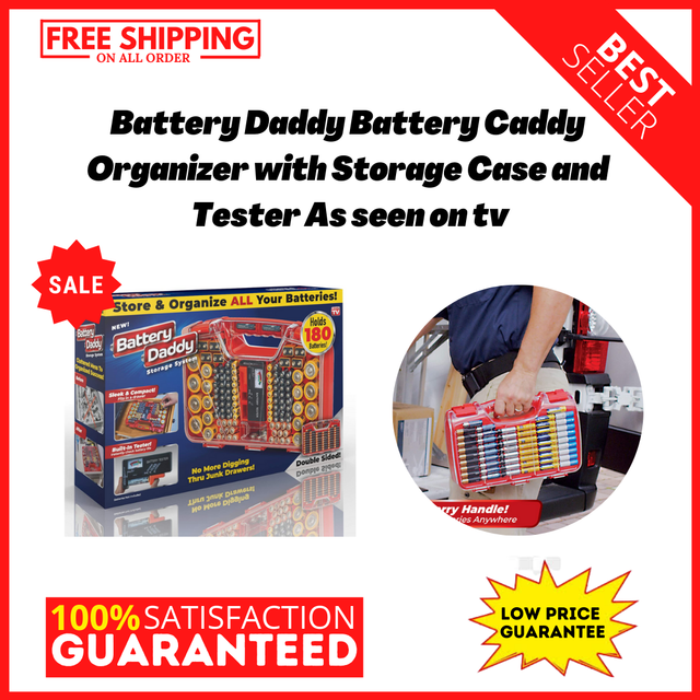 Ontel Battery Daddy 180 Battery Organizer and Storage Case With Tester