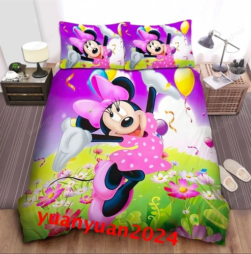 Minnie Mouse Pink 3D Duvet Cover Pillowcases Single Double King Bedding Set Gift - Picture 9 of 17